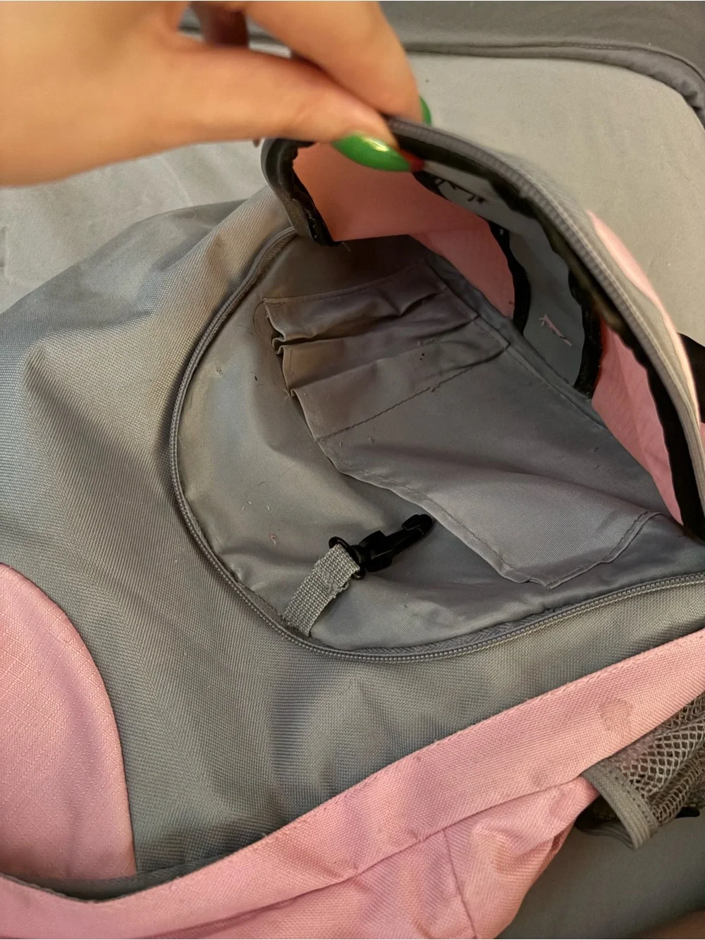 Pink and Gray Sling Backpack - Women